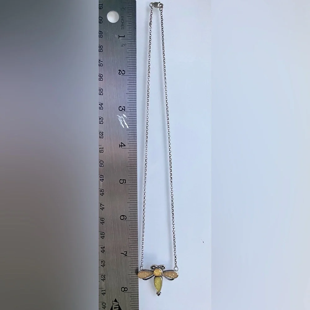 VTG Carolyn Pollack Relios 925 Sterling Silver Dragonfly Necklace 6.12g - Picture 5 of 9